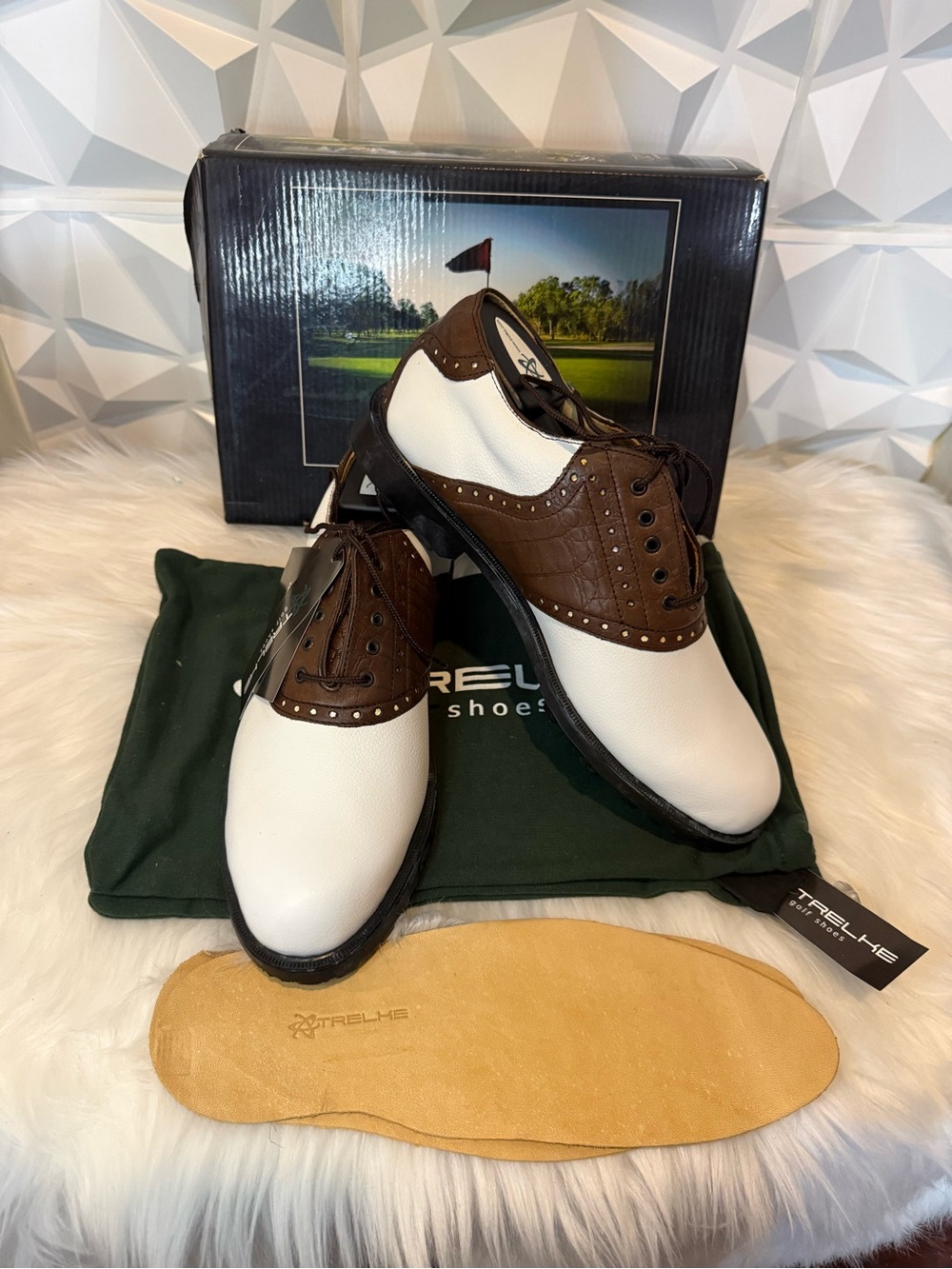 Trelhe Golf Shoes - Men's Size 8.5 - Brown & White- Size 9